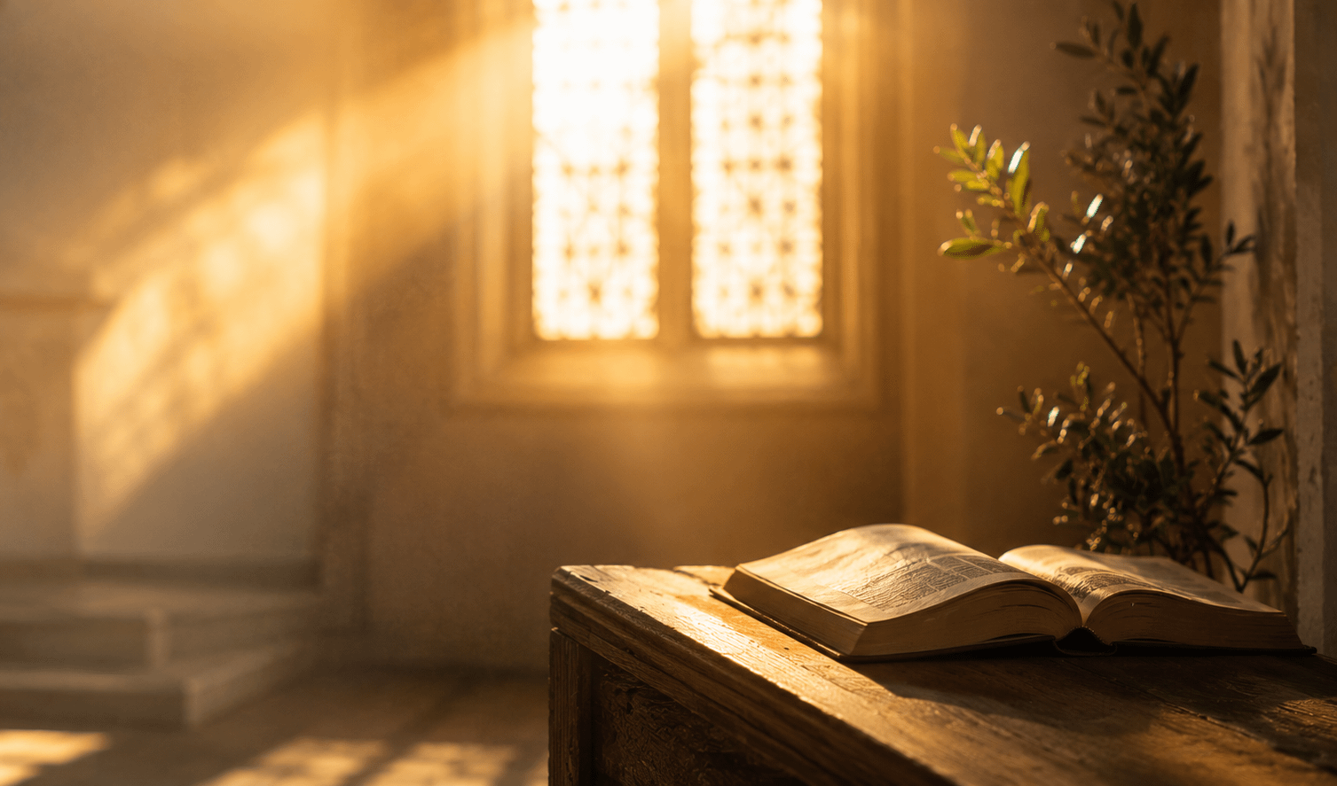 A sunlit path leading to a cross